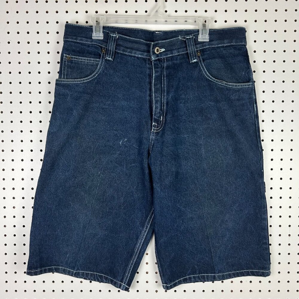 Phat Farm 90s Carpenter Jean Shorts Size 36 Wide Leg Baggy Skater Grunge Hip Hop - Picture 4 of 6